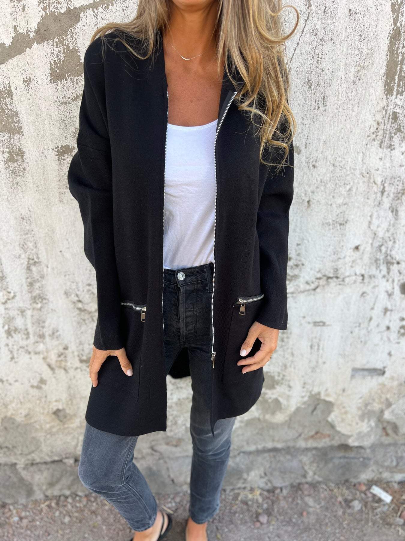 Women's Longline Hooded Cardigan Long Sleeve Zip Front – Travel Day