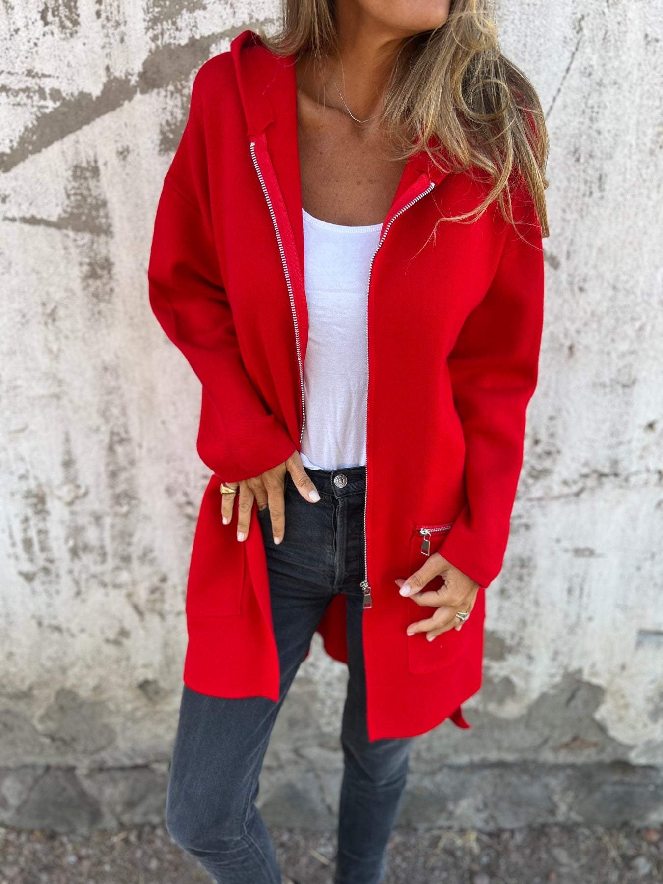 Women's Longline Hooded Cardigan Long Sleeve Zip Front – Travel Day