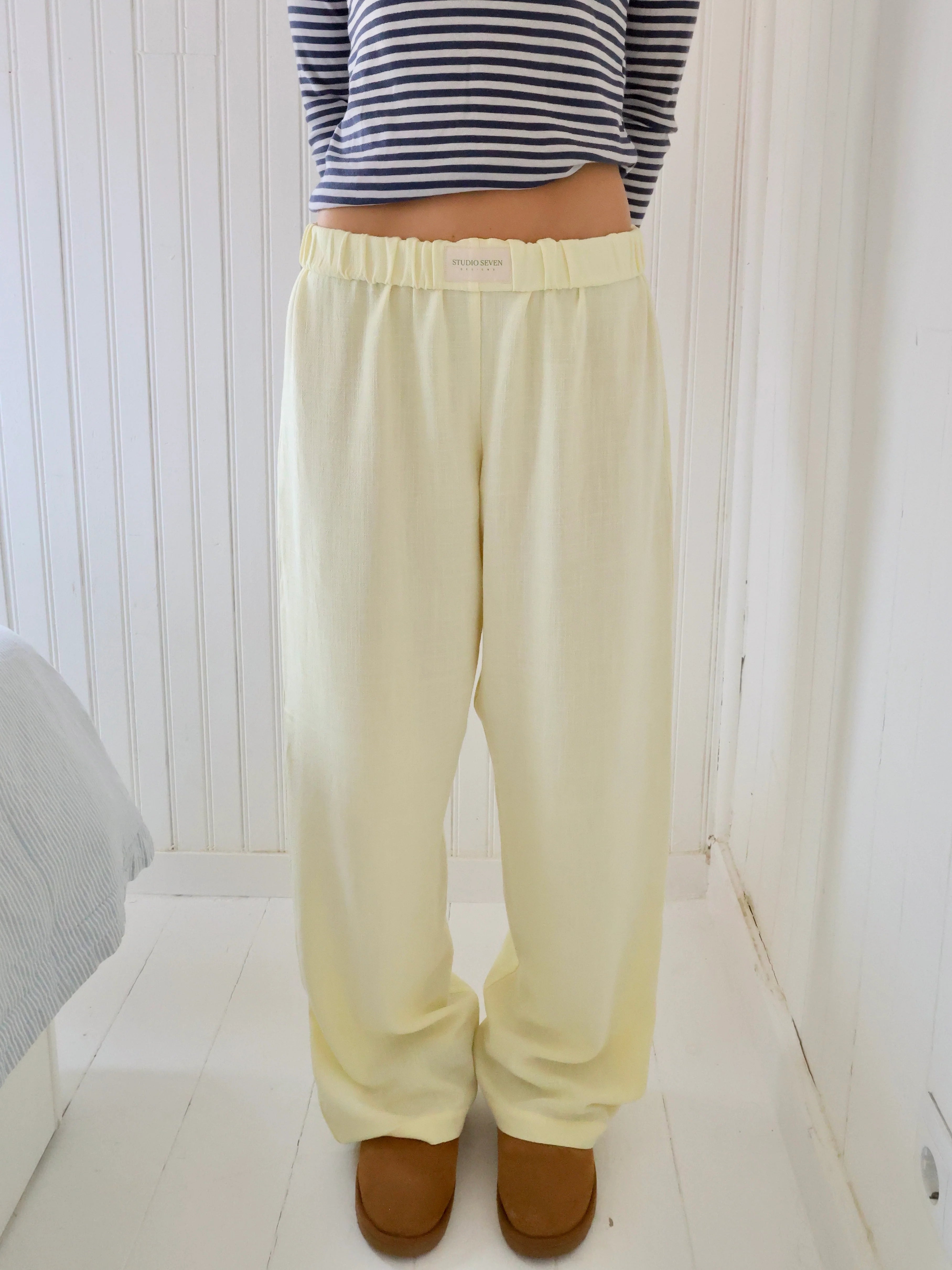 Women's Lounge Pants Full Length Side Pockets Gathered Edge – Indoor Leisure