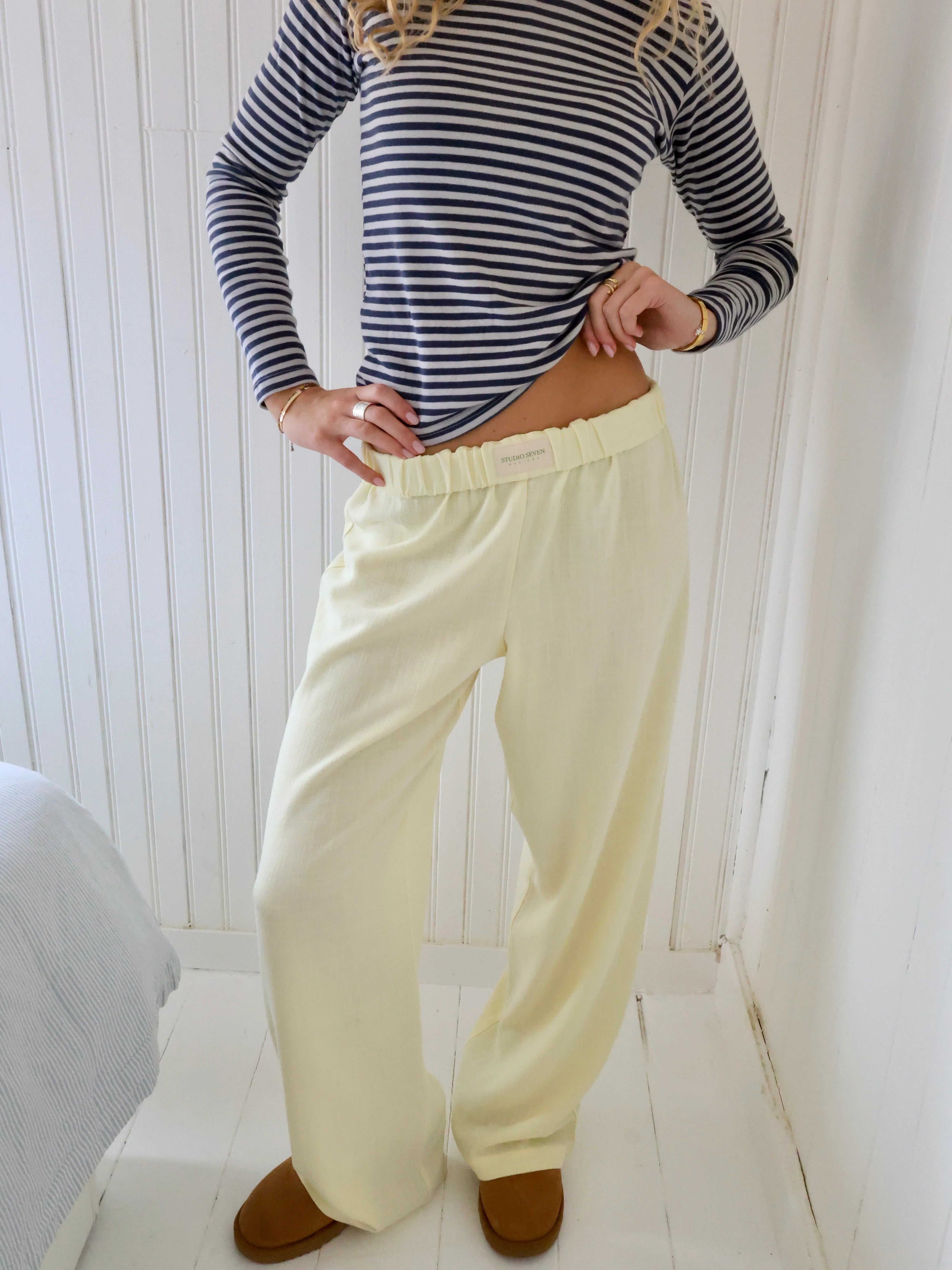 Women's Lounge Pants Full Length Side Pockets Gathered Edge – Indoor Leisure