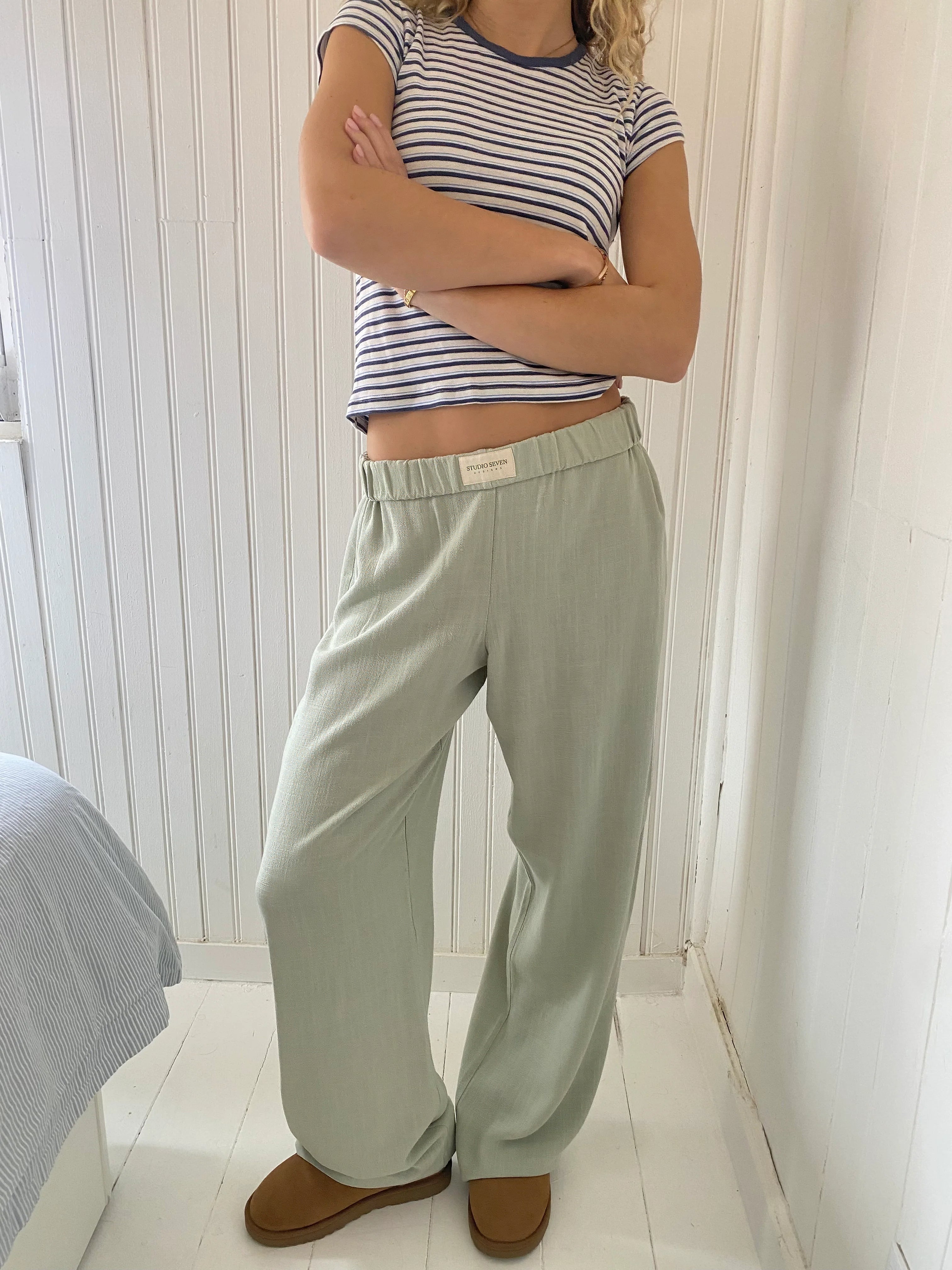 Women's Lounge Pants Full Length Side Pockets Gathered Edge – Indoor Leisure