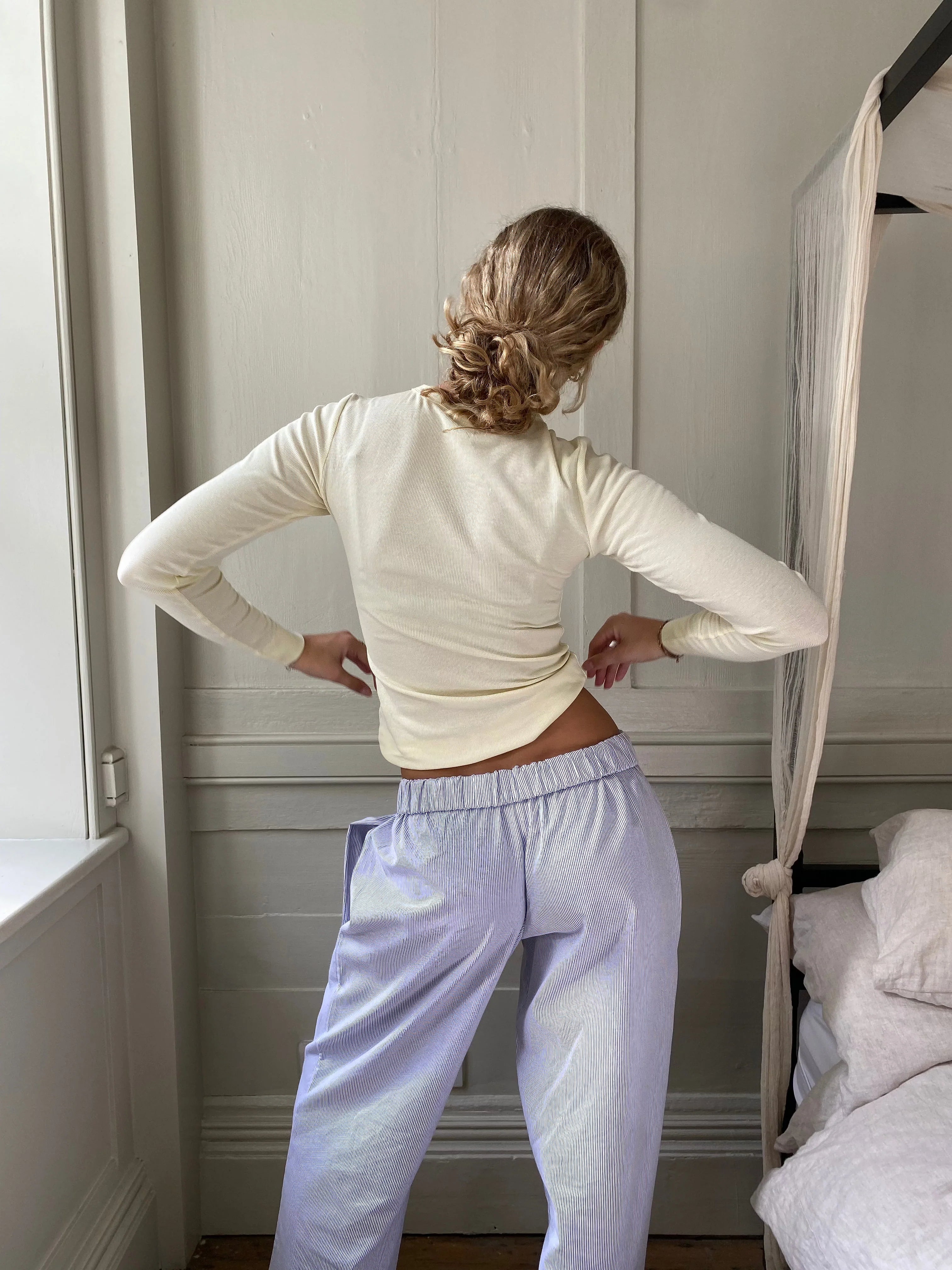 Women's Lounge Pants Full Length Side Pockets Gathered Edge – Indoor Leisure