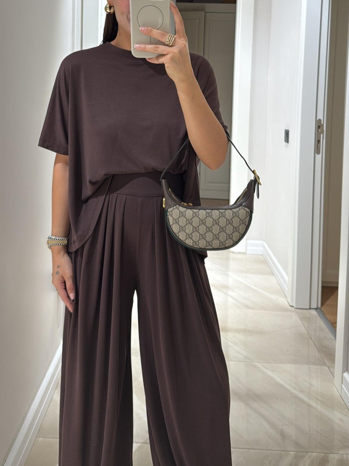 Women's Lounge Set Oversized T-Shirt Wide Leg Pants – Casual