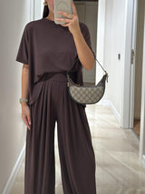 Women's Lounge Set Oversized T-Shirt Wide Leg Pants – Casual