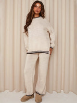 Women's Loungewear Set Crew Neck Long Sleeve Side Openings – Cabin Stay