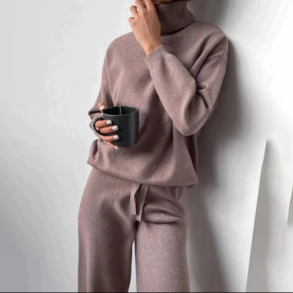 Women's Loungewear Set Turtleneck Long Sleeve Pants – Home Retreat