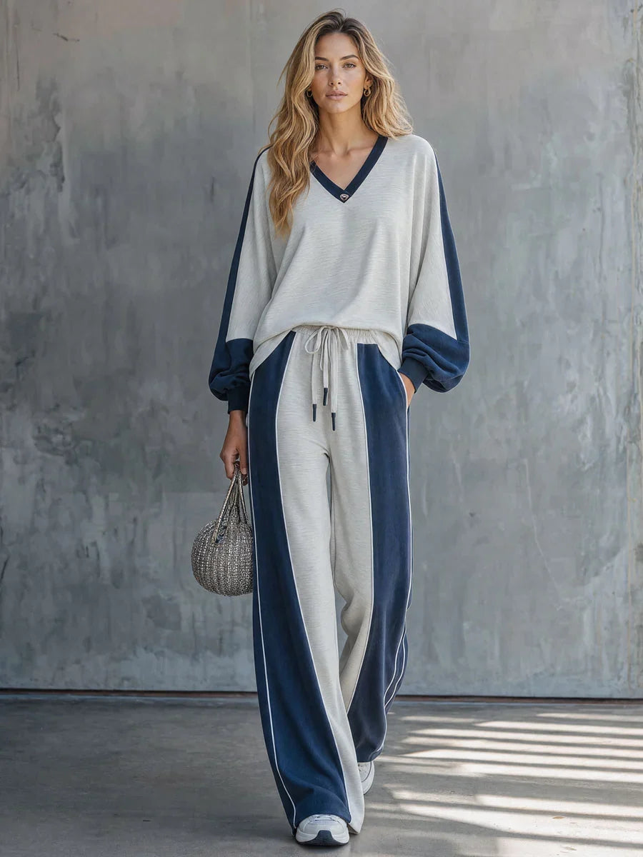 Women's Loungewear Set V-Neck Long Sleeve Full Length – Airport Transit