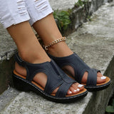Women's Low Heel Sandals Open Toe Cutout Wide Strap Side Buckle – Daily Summer Wear