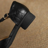 Women's Mary Jane Flats T-Strap Buckle Almond Toe – Modern Classic Style