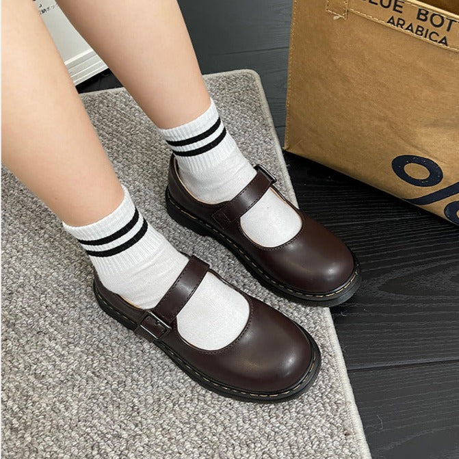 Women's Mary Jane Shoes Closed Toe Buckle Strap Raised Sole – Casual Wear