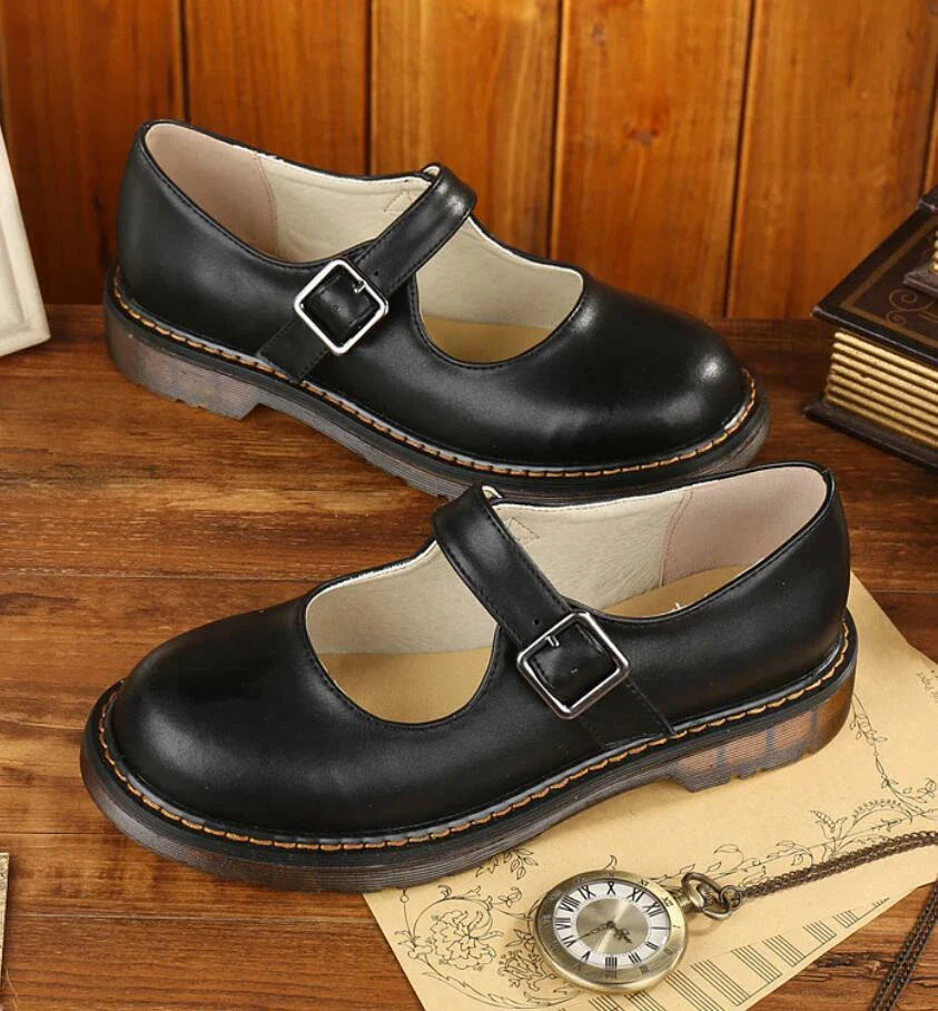 Women's Mary Jane Shoes Closed Toe Buckle Strap Raised Sole – Casual Wear