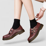 Women's Mary Jane Shoes Closed Toe Double Buckle Strap Raised Sole – Casual Wear