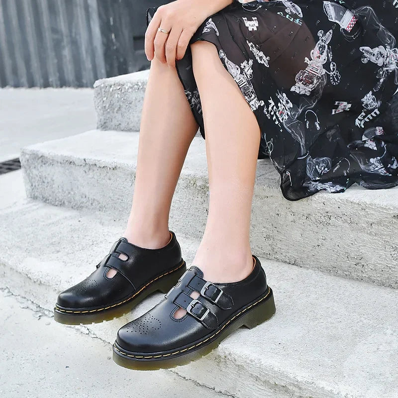Women's Mary Jane Shoes Closed Toe Double Buckle Strap Raised Sole – Casual Wear