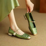 Women's Mary Jane Shoes Floral Square Toe Block Heel – Garden Party