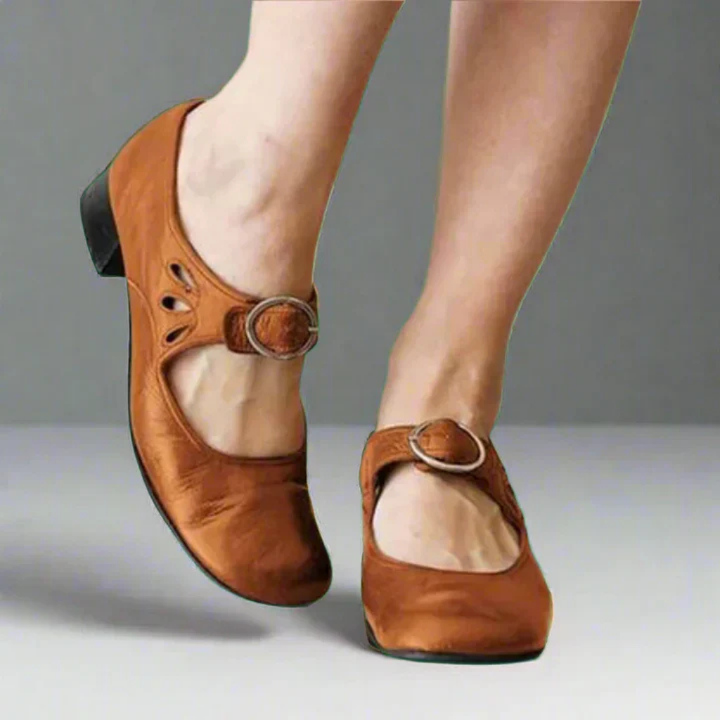 Women's Mary Jane Shoes Round Toe Buckle Strap Low Block – Daytime Outings