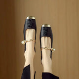 Women’s Mary Jane Shoes Square Toe Twisted Strap Pearl Accent – Engagement Parties