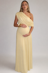 Women’s Maternity Maxi Dress One-Shoulder Ruched Waist Draped Overlay – Maternity Celebrations