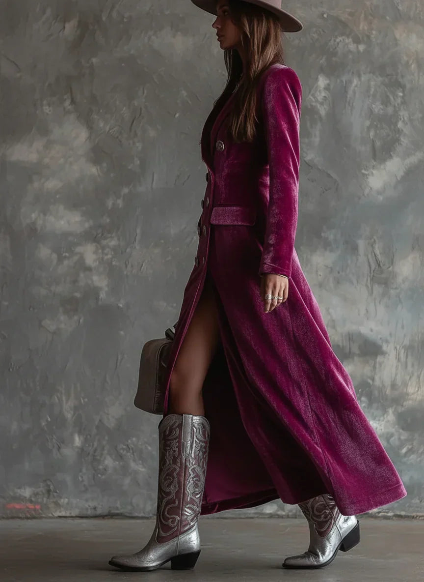 Women's Maxi Blazer Dress Lapel Collar Long Sleeve – Wedding Guest