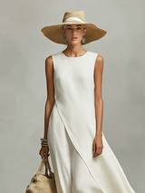 Women's Maxi Dress Asymmetric Overlay Sleeveless – Vacation Dinner