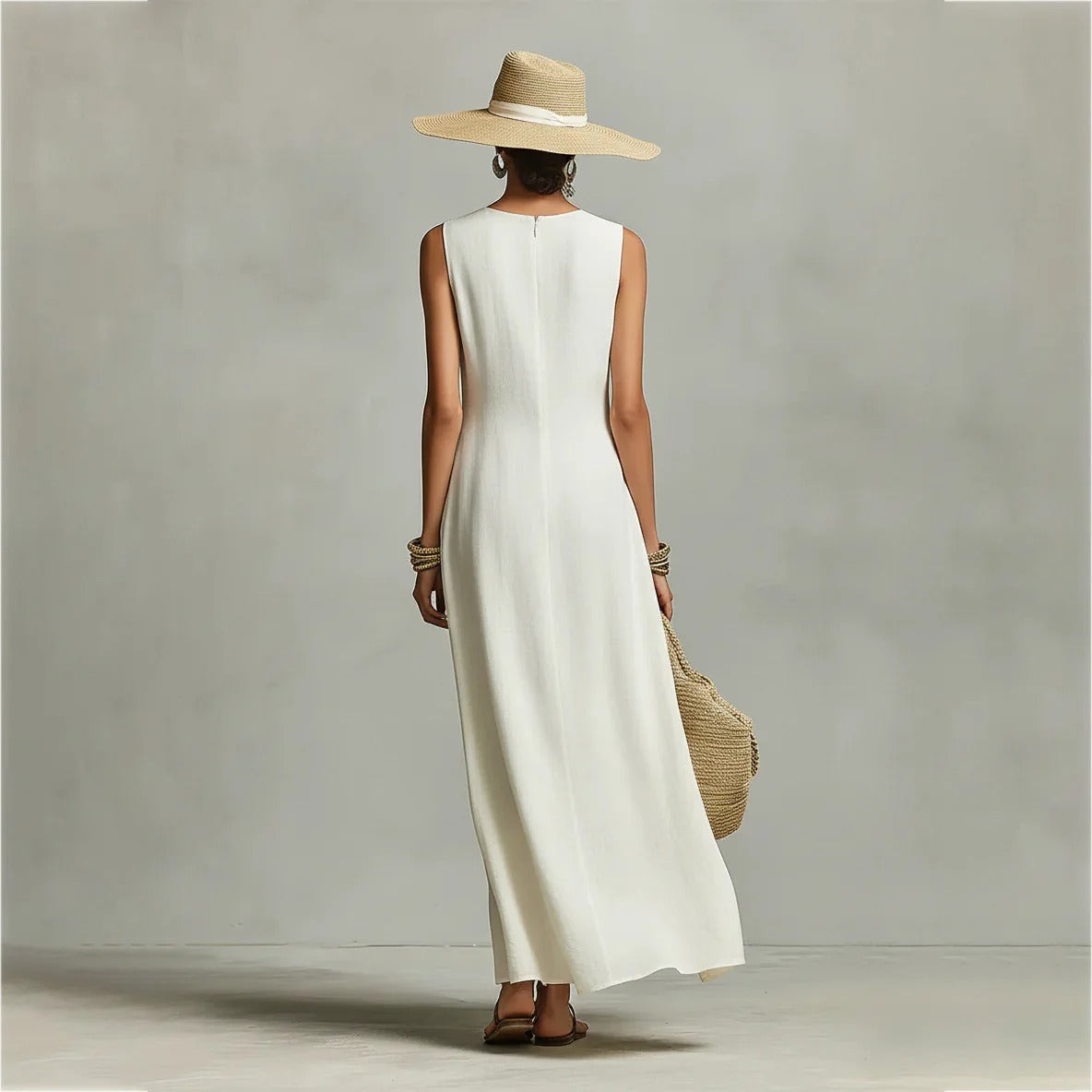 Women's Maxi Dress Asymmetric Overlay Sleeveless – Vacation Dinner