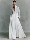 Women's Maxi Dress Button Front Long Sleeve Gathered Skirt – Resort Brunch