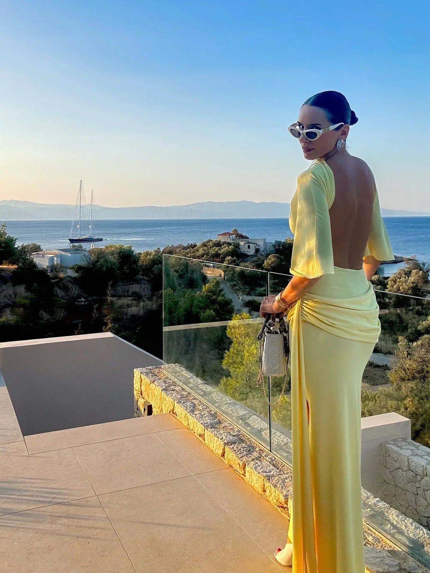 Women's Maxi Dress Cape Sleeve High Neck – Wedding Guest Dress