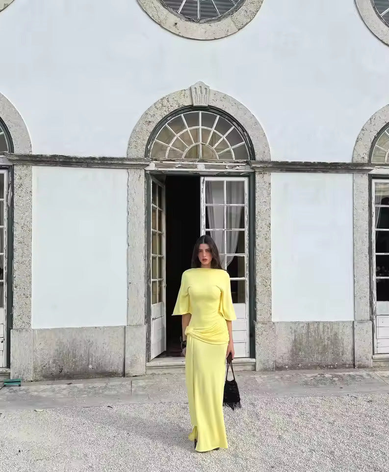 Women's Maxi Dress Cape Sleeve High Neck – Wedding Guest Dress