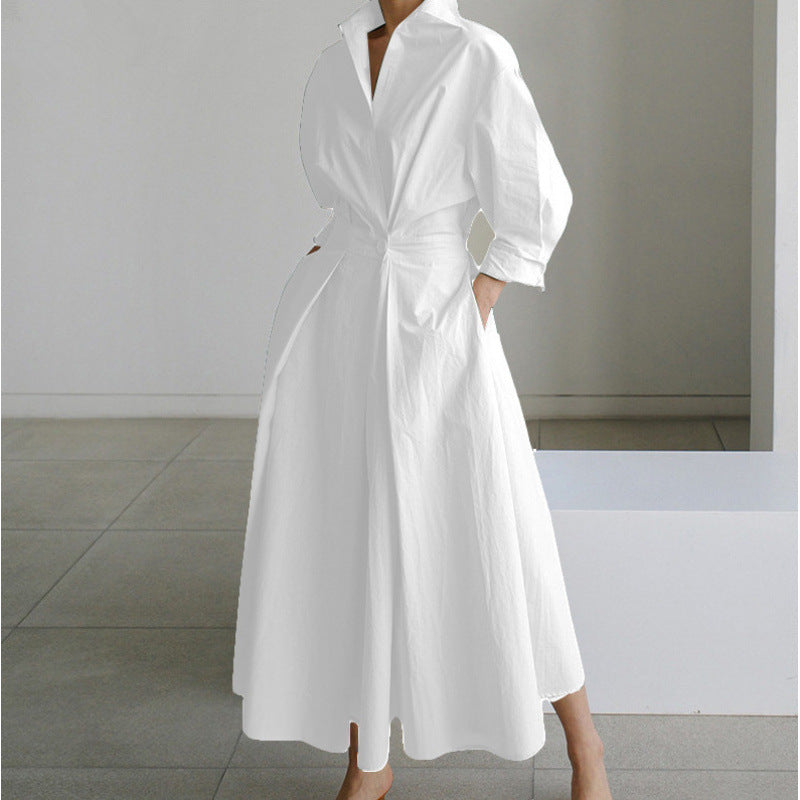 Women's Maxi Dress Collared V Neck Elbow Sleeve – Daytime Events
