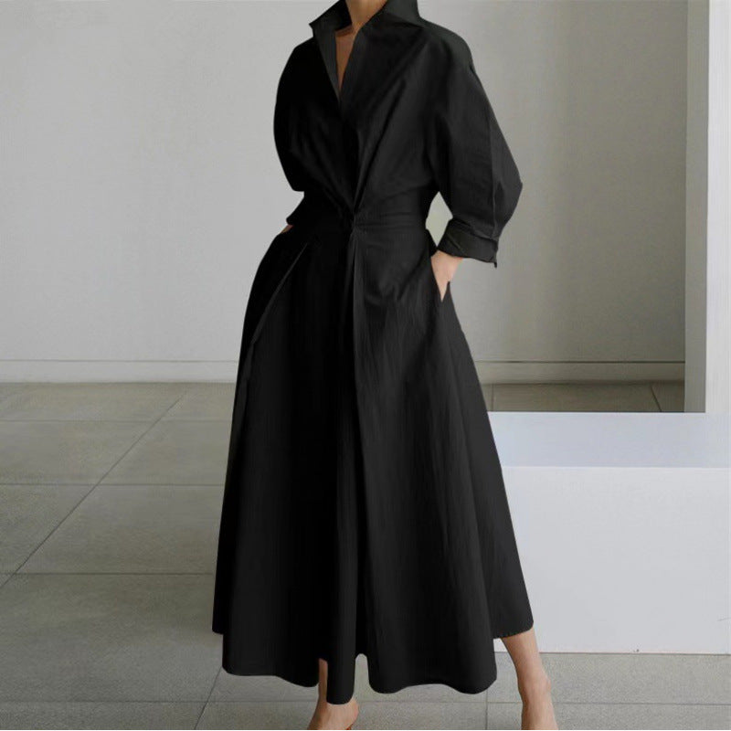 Women's Maxi Dress Collared V Neck Elbow Sleeve – Daytime Events