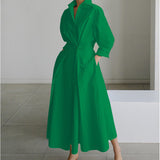 Women's Maxi Dress Collared V Neck Elbow Sleeve – Daytime Events