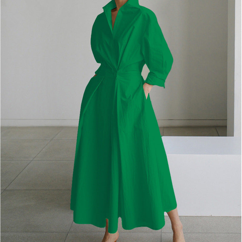 Women's Maxi Dress Collared V Neck Elbow Sleeve – Daytime Events