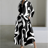 Women's Maxi Dress Collared V Neck Elbow Sleeve – Daytime Events