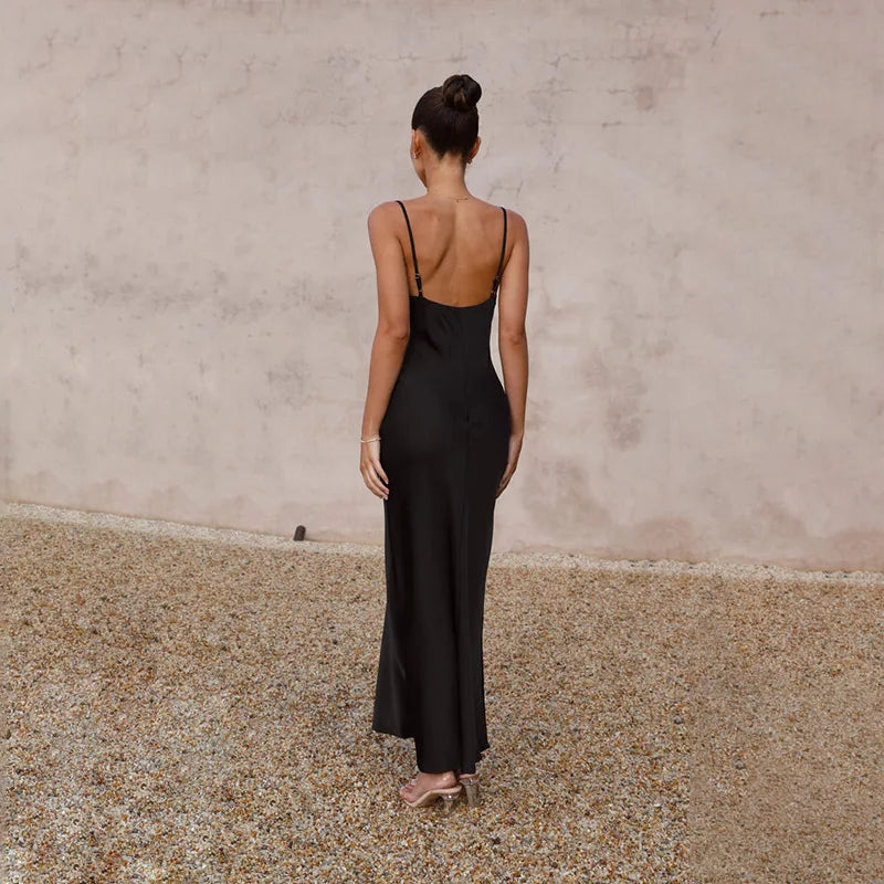 Women's Maxi Dress Cowl Neck Sleeveless – Wedding Guest