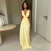 Women's Maxi Dress Cut Out V Neck Sleeveless – Wedding Guest