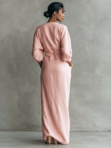 Women's Maxi Dress Draped V Neck Puff Sleeve – Cocktail Party