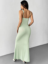 Women's Maxi Dress Dusty Rose Ruffle Strap Sleeveless – Wedding Guest