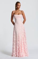 Women’s Maxi Dress Floral Texture Spaghetti Strap Lace Up Back – Formal Celebrations