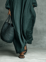 Women's Maxi Dress High Neck Lantern Sleeve Floral Detail – Museum Visits