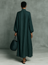 Women's Maxi Dress High Neck Lantern Sleeve Floral Detail – Museum Visits