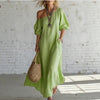 Women's Maxi Dress Off Shoulder Puff Sleeves Side Pockets – Resort Brunch