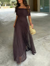 Women's Maxi Dress Off Shoulder Sheer Overlay – Wedding Guest