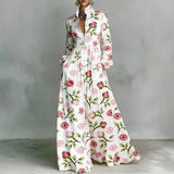 Women's Maxi Dress Printed Stand Collar Button Front – Art Gallery