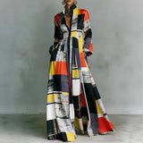 Women's Maxi Dress Printed Stand Collar Button Front – Art Gallery