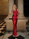 Women's Maxi Dress Red Corset Sleeveless – Wedding Guest