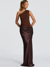 Women's Maxi Dress Sage One Shoulder Sleeveless – Wedding Guest