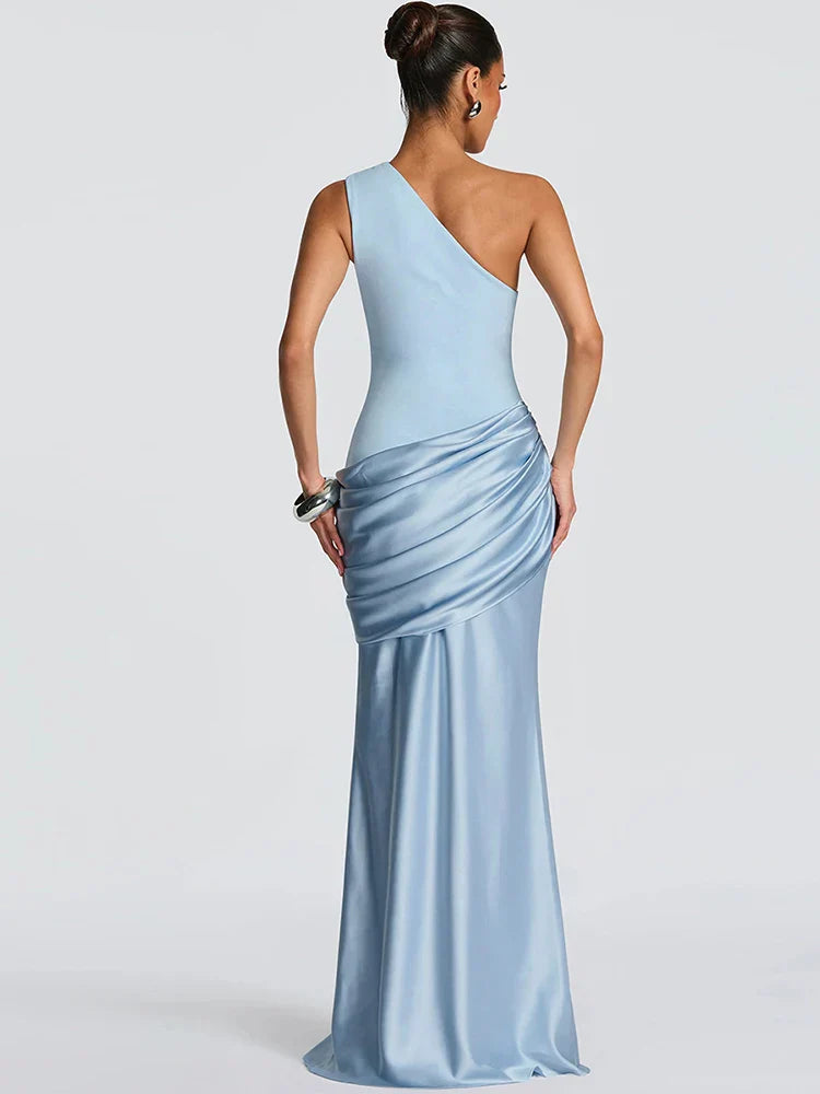 Women's Maxi Dress Sage One Shoulder Sleeveless – Wedding Guest