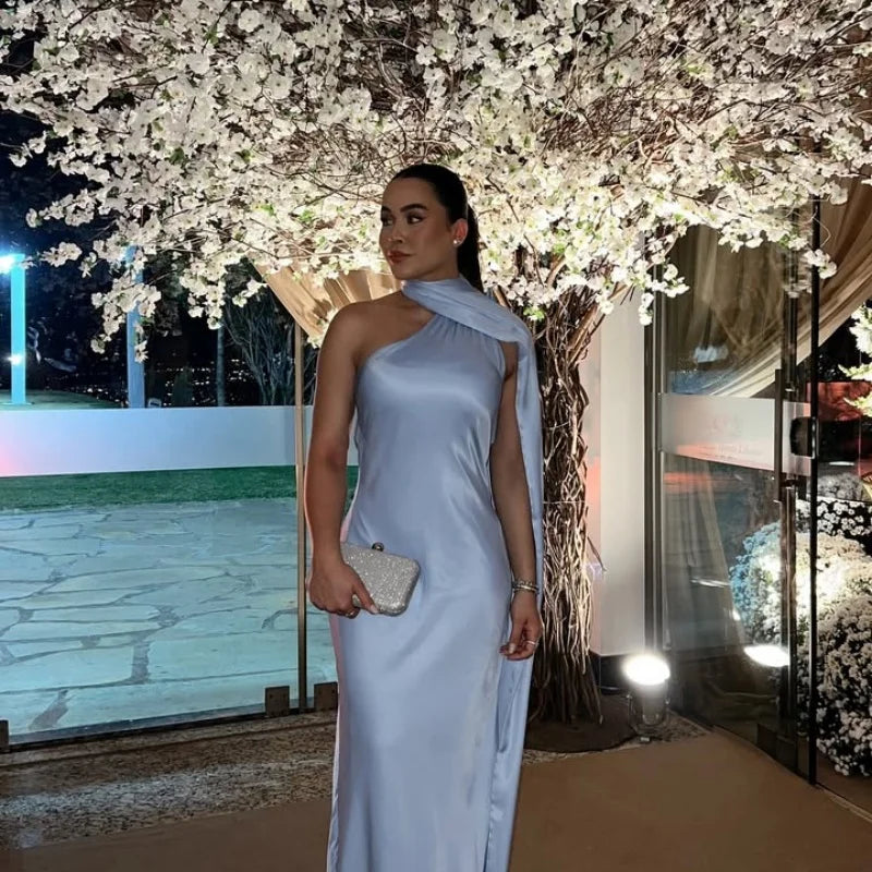Women's Maxi Dress Scarf Neck Sleeveless – Wedding Guest