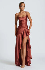 Women's Maxi Dress Spaghetti Strap High Slit – Wedding Guest Party