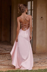 Women's Maxi Dress Spaghetti Strap High Slit – Wedding Guest Party