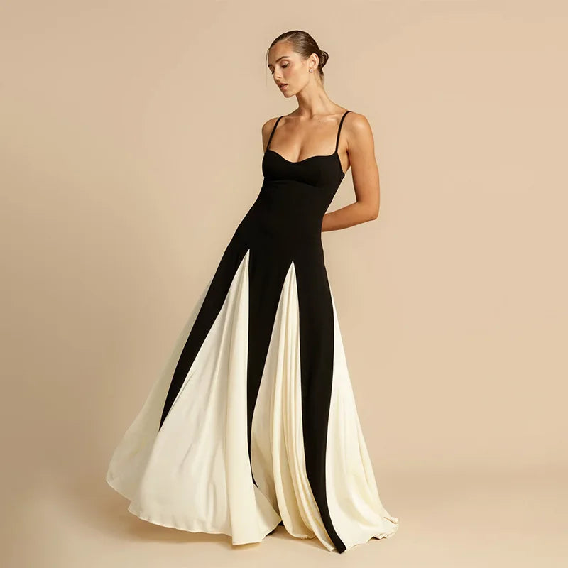 Women's Maxi Dress Spaghetti Strap Panel Skirt – Wedding Guest Party